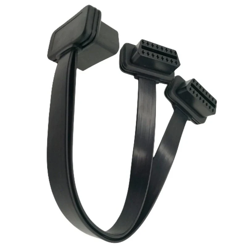 OBD2 Extension Cable L-Type 1-to-2 Flat 16-Pin 500mm